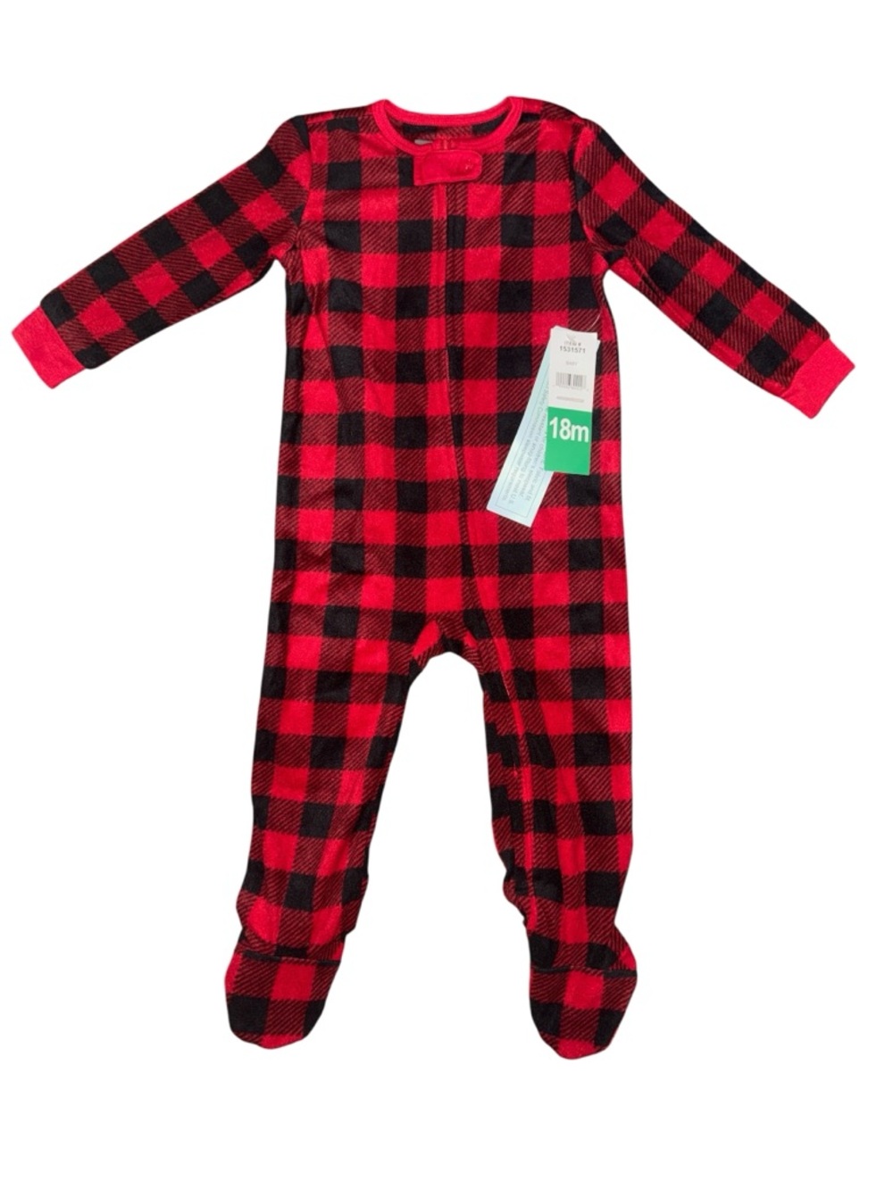 Eddie Bauer Red and Black Buffalo Plaid Footed One-Piece Winter Pajamas Baby 18M